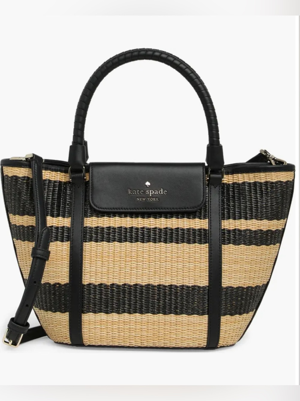 kate spade Raffia Striped Woven Top Handle/ Crossbody Tote